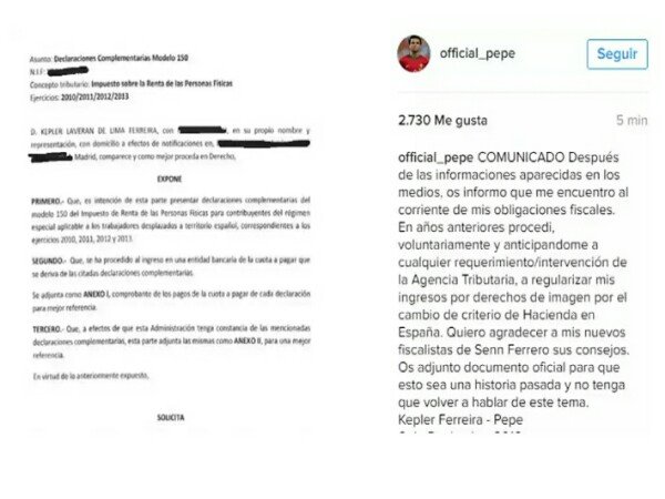 Berita Liga Spanyol: Pepe Unggah Salinan Laporan Pajak di Instagram