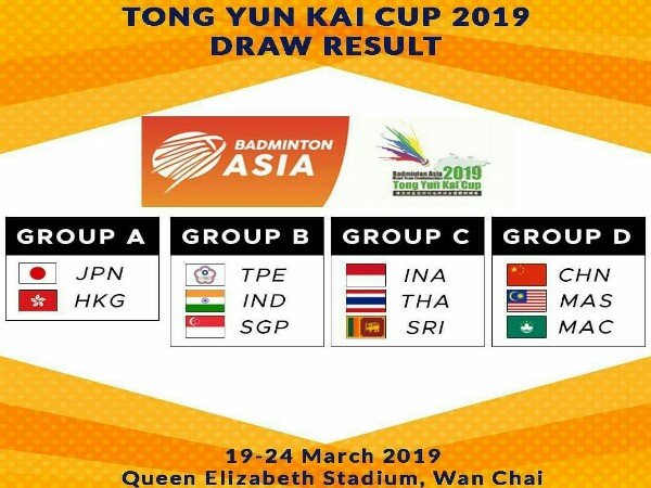 Berikut Undian Grup Kejuaraan Beregu Campuran Asia 2019 - Liga Olahraga