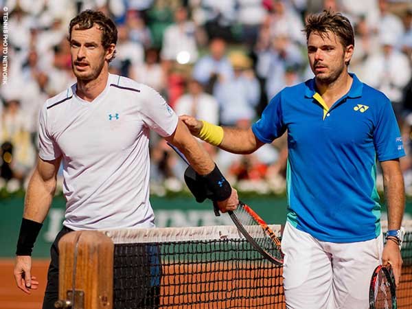 Andy Murray [kiri] dan Stan Wawrinka [kanan] usai lakoni semifinal French Open 2017