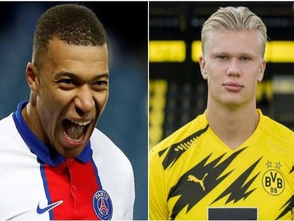 Kylian Mbappe dan Erling Haaland, dua penyerang incaran Real Madrid.