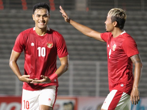 Penyerang timnas Indonesia U-23, Muhammad Rafli (kiri) saat merayakan gol ke gawang PS Tira persikabo