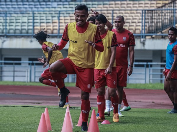 Latihan Madura United jelang menghadapi Persebaya Surabaya