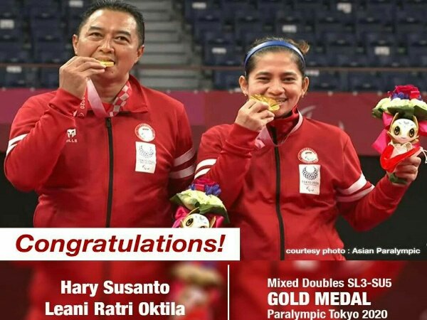 Hary/Leani Persembahkan Emas Kedua Indonesia di Paralimpiade Tokyo 2020