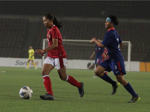 Pertandingan kualifikasi Piala Asia Wanita antara timnas wanita Indonesia vs Singapura
