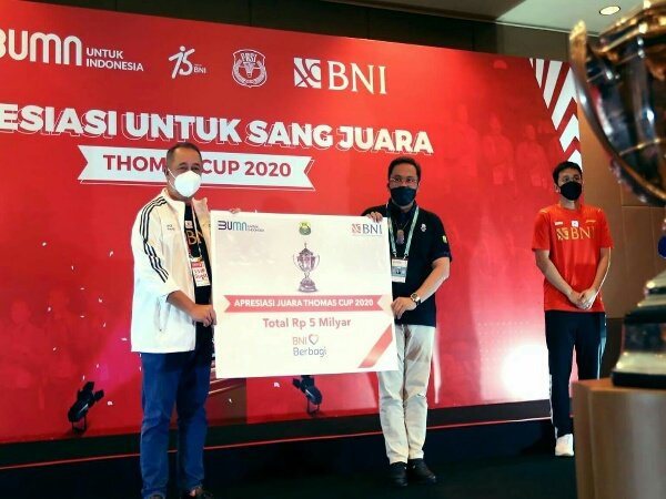 BNI Guyur Bonus 5 Miliar Rupiah Untuk Tim Thomas Indonesia