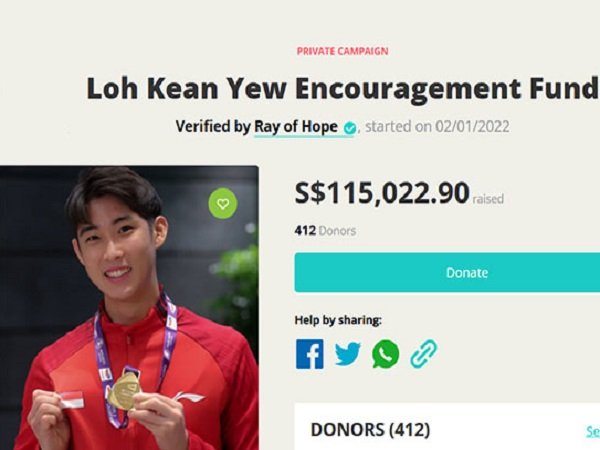 Masyarakat Singapura Donasi 1,2 Miliar Untuk Juara Dunia Loh Kean Yew