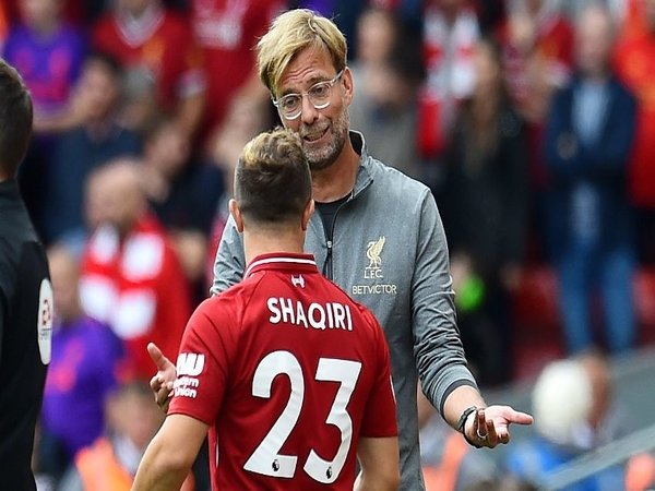 Jurgen Klopp mengucapkan terima kasih atas jasa yang pernah diberikan oleh Xherdan Shaqiri terhadap Liverpool / via AP Photo