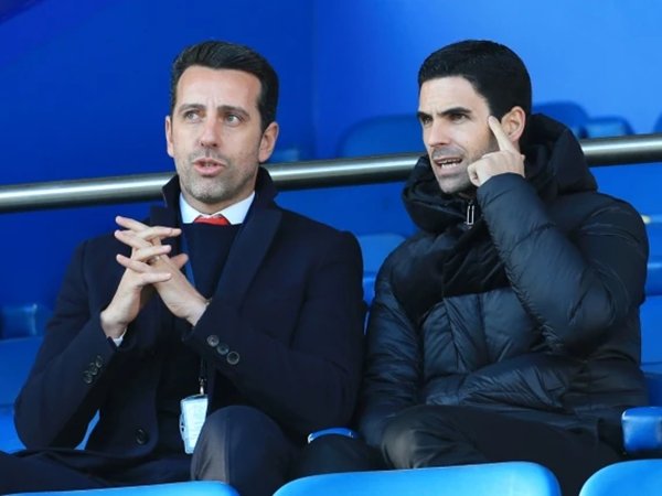 Direktur teknis Arsenal, Edu, dan manajer, Mikel Arteta (Sumber: Getty)