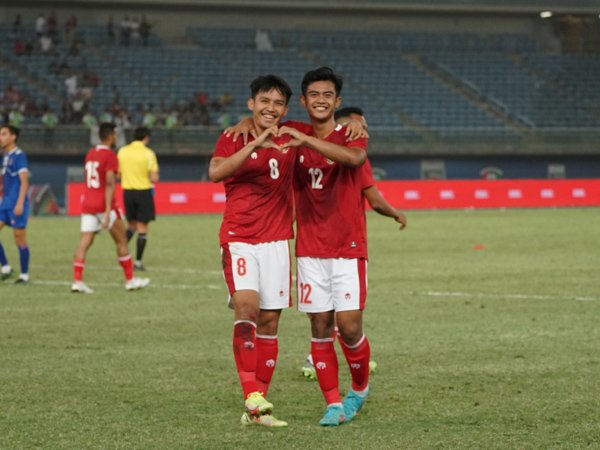Pemain timnas Indonesia, Witan Sulaeman merayakan gol ke gawang Nepal