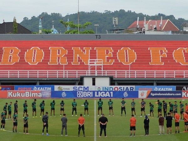 Latihan skuat Borneo FC sebelum tim diliburkan