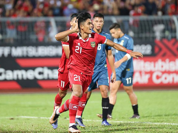 Penyerang timnas Indonesia, Ramadhan Sananta merayakan gol ke gawang Brunei Darussalam