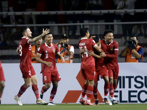 Pemain timnas Indonesia merayakan gol kedua yang dicetak Marselino Ferdinan