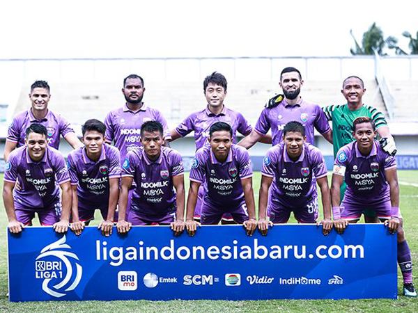 Adhitya Harlan bersama skuat Persita Tangerang di laga kontra Bhayangkara FC