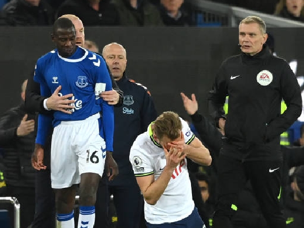 Gelandang Everton Abdoulaye Doucoure terlibat insiden dengan striker Tottenham, Harry Kane