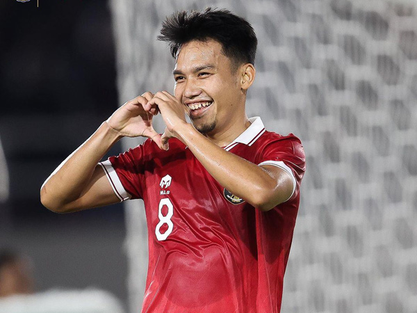Witan Sulaeman merayakan gol ke gawang China Taipei