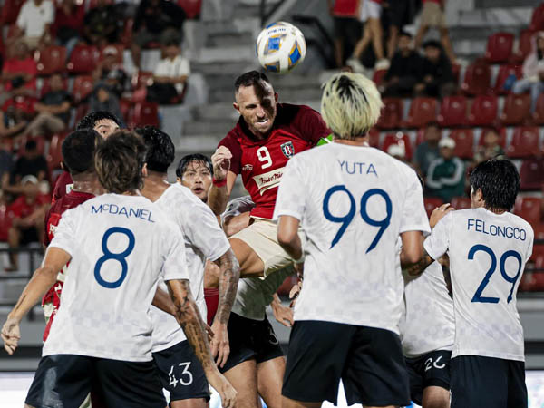 Penyerang Bali United, Ilija Spasojevic di laga kontra Stallion Laguna FC