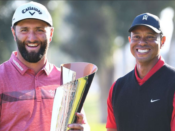 Jon Rahm (kiri) dan Tiger Woods. (Foto: Golf Digest)