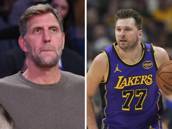 Dirk Nowitzki (kiri) dan Luka Doncic. (Foto: AP)
